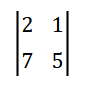 Example of a 2 times 2 determinant with long bars on either side.