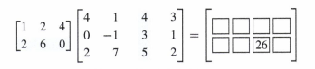 matrix multiplication with blank squares in the rightmost matrix